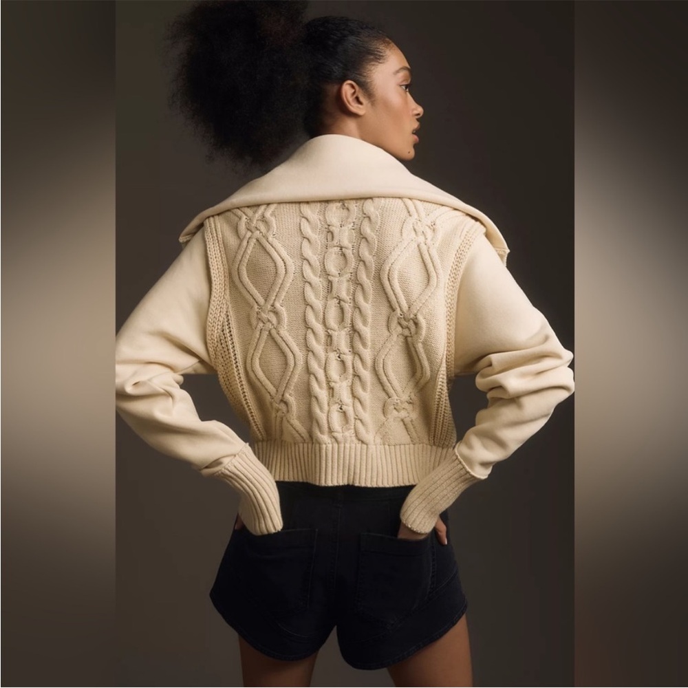 Anthropologie Pilcro Cable Knit Oversized Collar Jumper - Picture 3 of 6
